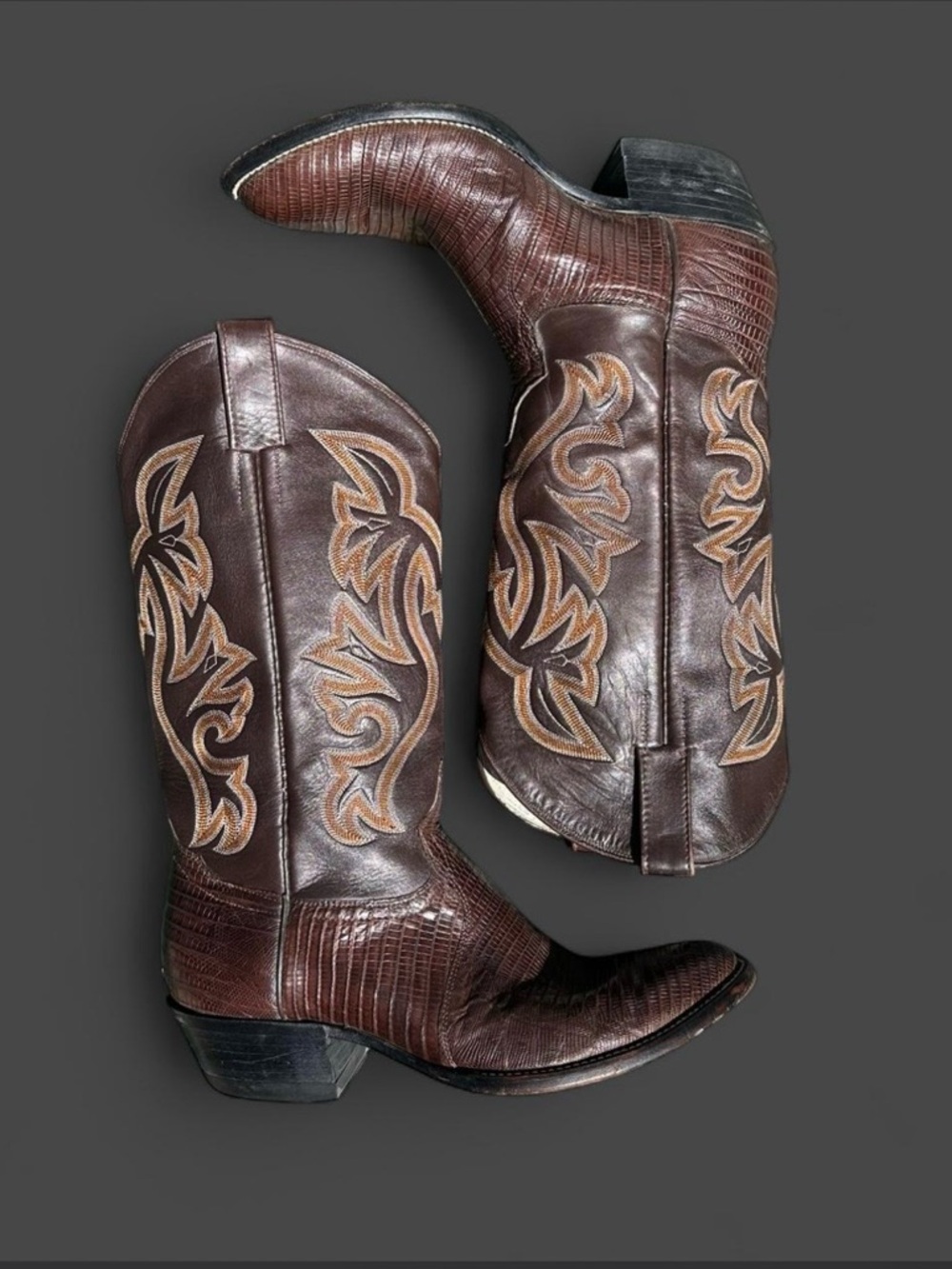 VINTAGE Cowtown Genuine Lizard Skin Boots // Handmade 9.5EE
